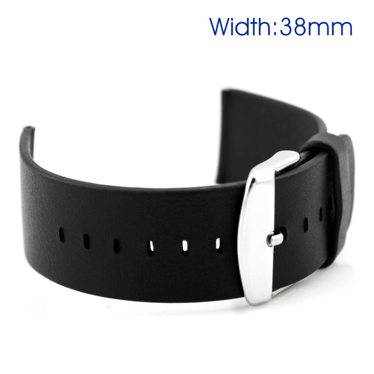 Classic Buckle Genuine Leather Watchband for Apple Watch Series 3 Series 2 Series 1 38mm - Black-1