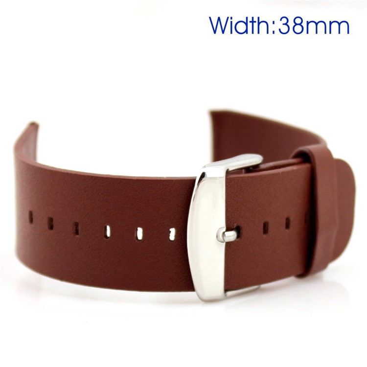 Classic Buckle Genuine Leather Watch Strap for Apple Watch 38mm Series 3 Series 2 Series 1 - Brown-1