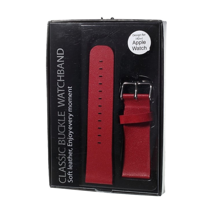 Classic Buckle Genuine Leather Wristband for Apple Watch Series 4 44mm / Series 3 / 2 / 1 42mm - Red-7
