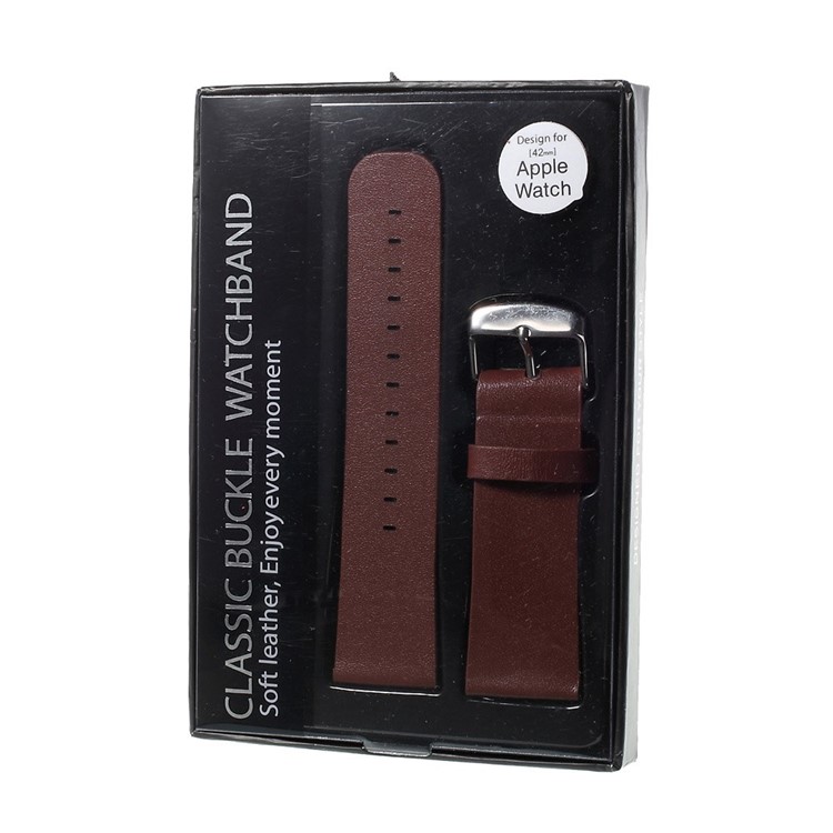 Classic Buckle Genuine Leather Watch Strap for Apple Watch 42mm Series 3 / 2 / 1 - Brown-7