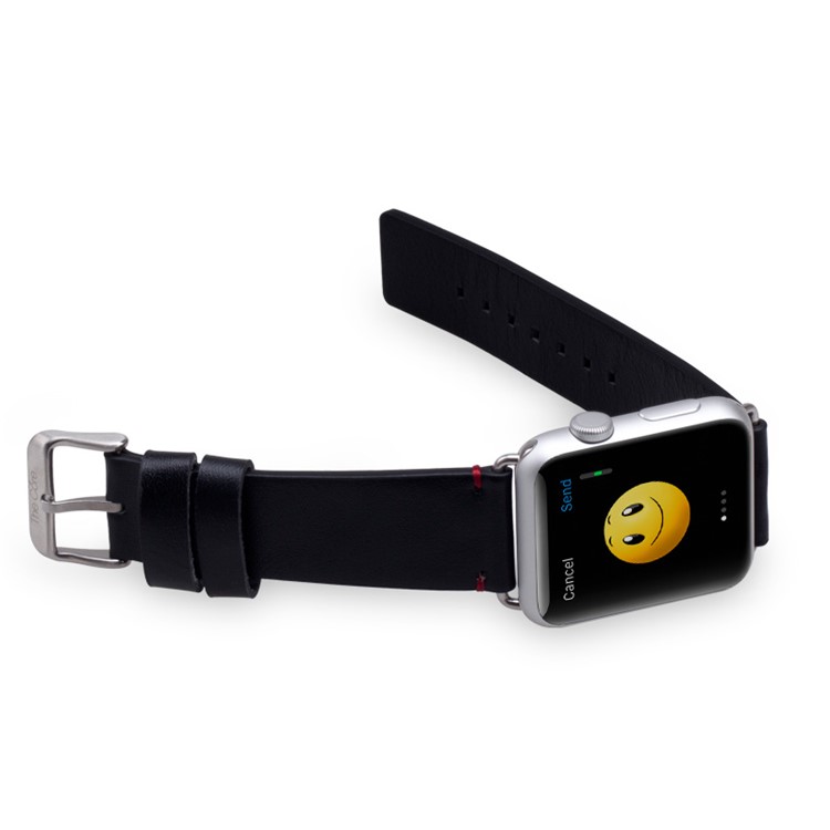 MOMAX Genuine Leather Watchband Wristband for Apple Watch 38mm Series 3 Series 1 Series 2 - Black-2