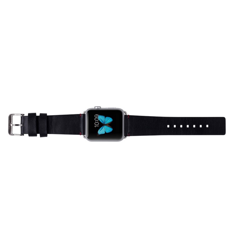 MOMAX Genuine Leather Watchband Wristband for Apple Watch 38mm Series 3 Series 1 Series 2 - Black-6
