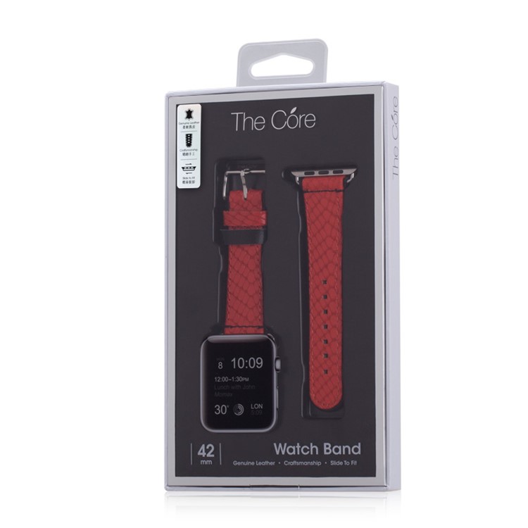 MOMAX Genuine Leather Watchband Wristband for Apple Watch 38mm Series 3 Series 1 Series 2 - Red-10