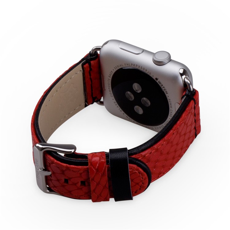 MOMAX Genuine Leather Watchband Wristband for Apple Watch 38mm Series 3 Series 1 Series 2 - Red-4