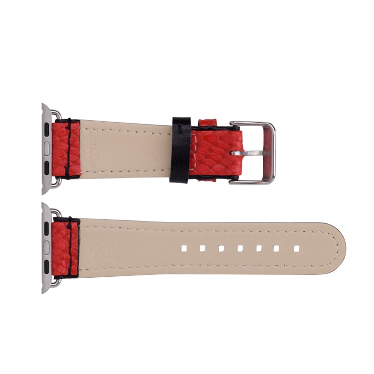 MOMAX Genuine Leather Watchband Wristband for Apple Watch 38mm Series 3 Series 1 Series 2 - Red-8