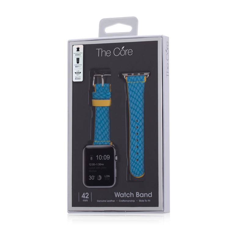 MOMAX Genuine Leather Watchband Wristband for Apple Watch Series 3 Series 1 Series 2 38mm - Blue-10