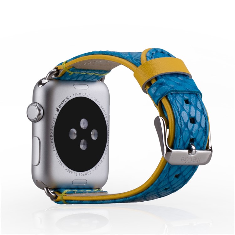 MOMAX Genuine Leather Watchband Wristband for Apple Watch Series 3 Series 1 Series 2 38mm - Blue-3