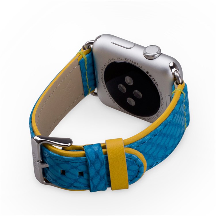 MOMAX Genuine Leather Watchband Wristband for Apple Watch Series 3 Series 1 Series 2 38mm - Blue-4