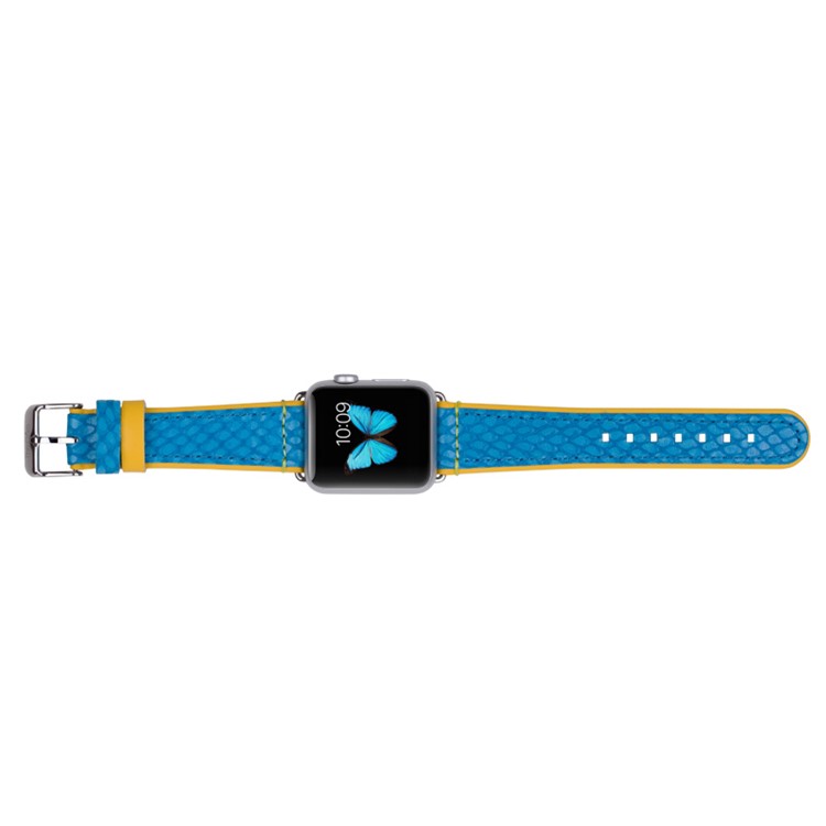 MOMAX Genuine Leather Watchband Wristband for Apple Watch Series 3 Series 1 Series 2 38mm - Blue-6