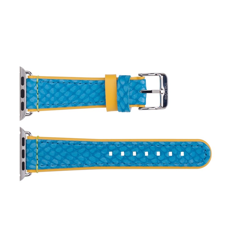 MOMAX Genuine Leather Watchband Wristband for Apple Watch Series 3 Series 1 Series 2 38mm - Blue-7