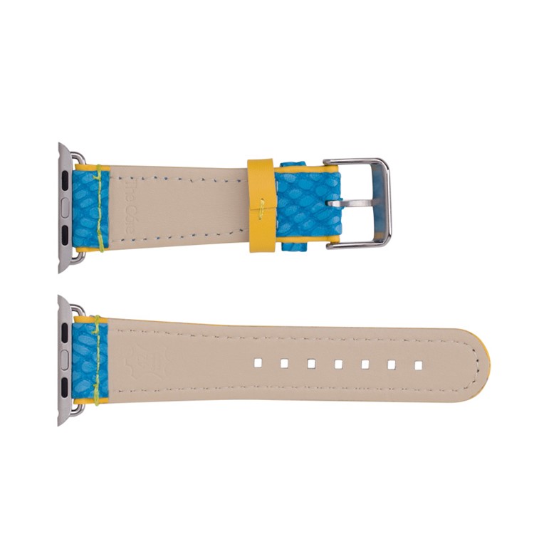 MOMAX Genuine Leather Watchband Wristband for Apple Watch Series 3 Series 1 Series 2 38mm - Blue-8