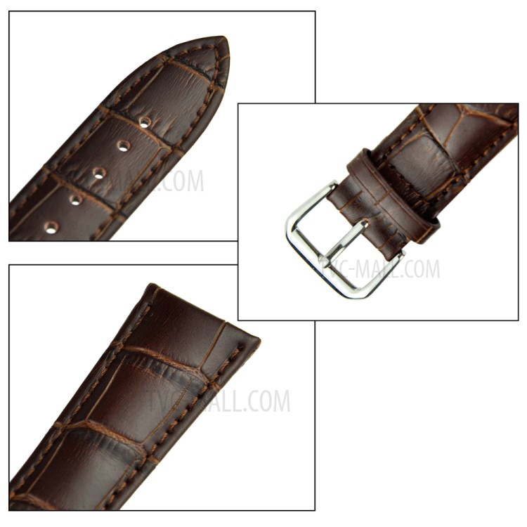 Crocodile Texture Genuine Leather Watchband for Apple Watch Series 3 Series 2 Series 1 42mm - Coffee-5