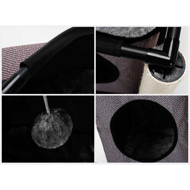 Cat Tree Scratchers Furniture Cat Climbing Frame Tree Pet House - Grey-3