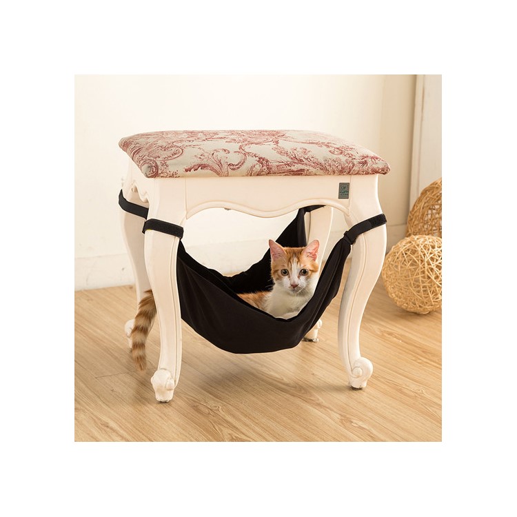 Reversible Cat Hanging Hammock Bed Under Chair Table Soft Pet Crib Reversible Cat Hanging Hammock Bed Under Chair Table Soft Pet Crib Black L Size