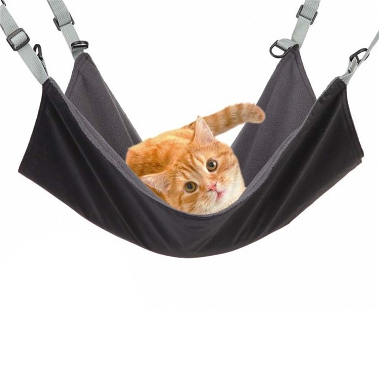 Reversible 2 Sides Pet Cat Cage Hammock Bed Mat Soft Sleepy Pad Resting Hammock - Black-1