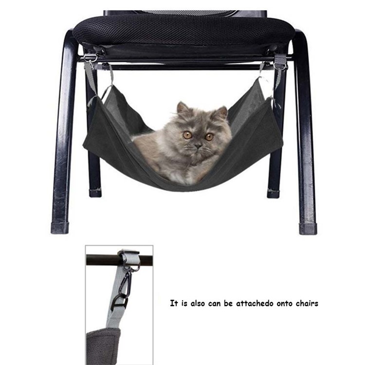Reversible 2 Sides Pet Cat Cage Hammock Bed Mat Soft Sleepy Pad Resting Hammock - Black-4
