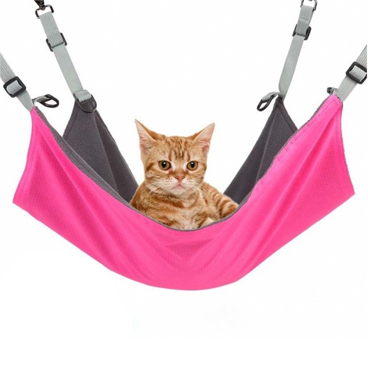 Reversible 2 Sides Pet Cat Cage Hanging Bed Hammock Soft Sleepy Pad Resting Hammock - Rose-1