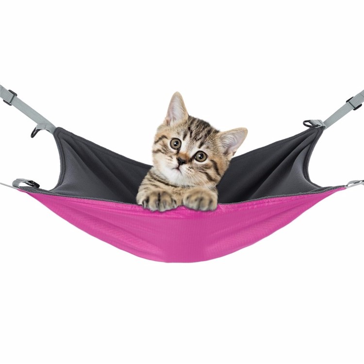 Reversible 2 Sides Pet Cat Cage Hanging Bed Hammock Soft Sleepy Pad Resting Hammock - Rose-3