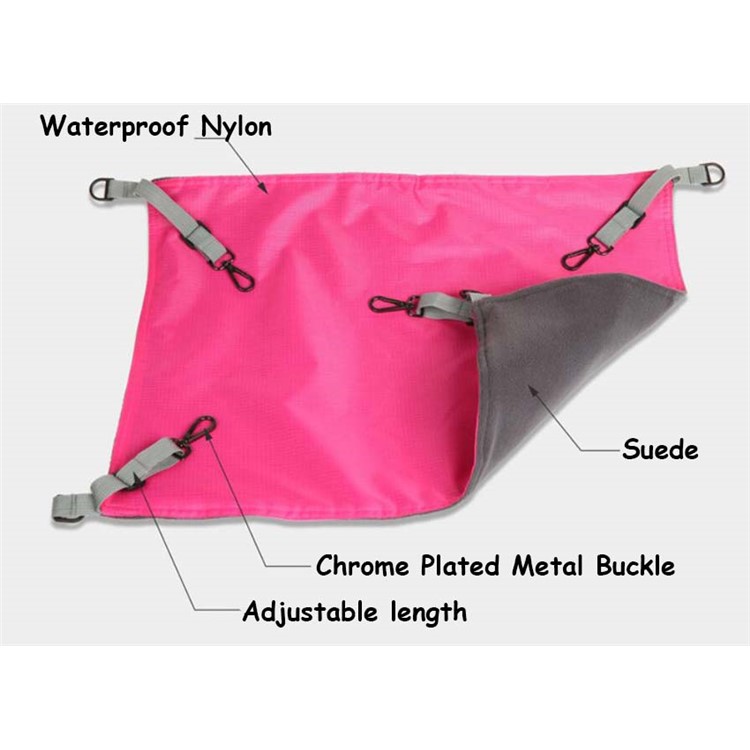 Reversible 2 Sides Pet Cat Cage Hanging Bed Hammock Soft Sleepy Pad Resting Hammock - Rose-5