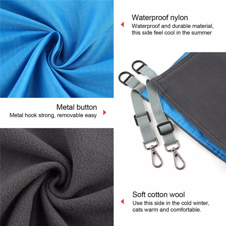 Soft Pet Cat Cage Hammock Reversible 2 Sides Bed Mat Sleepy Pad Resting Hammock - Blue-2