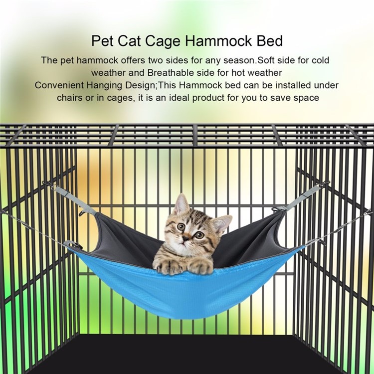 Soft Pet Cat Cage Hammock Reversible 2 Sides Bed Mat Sleepy Pad Resting Hammock - Blue-5