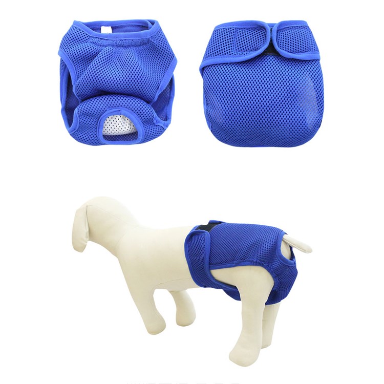 Washable Pet Dog Diaper Sanitary Physical Pants with Velcro Closure - Blue / Size: S-2
