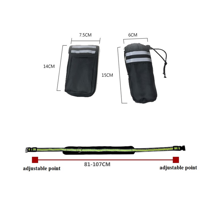 Multi-functional Adjustable Traction Rope + Pet Collar + Food Feeder Bag + Phone Bag Set - Green-2