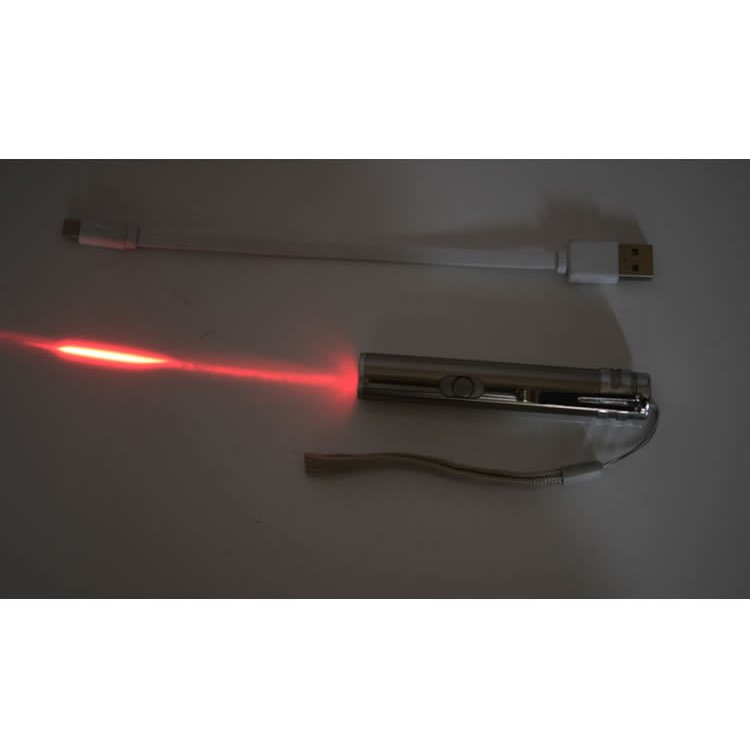2Pcs/Lot 3-in-1 USB Recharging White Red UV LED Torch Interactive Pet Playing Toy-8
