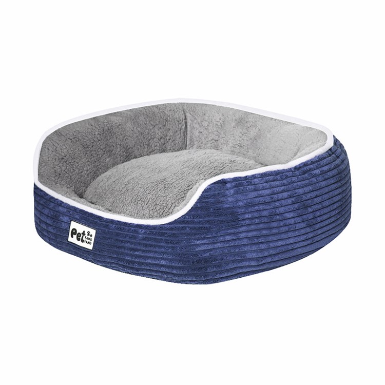 Cat and Dog Sleep Zone Corduroy Pet Bed House Cushion Pad - Blue / Size: M-3