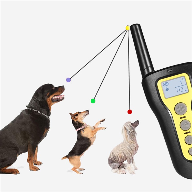 IPETS 320 IPX7 Waterproof Remote Dog Collar with Vibration and Shock Modes - Yellow / UK Plug-3