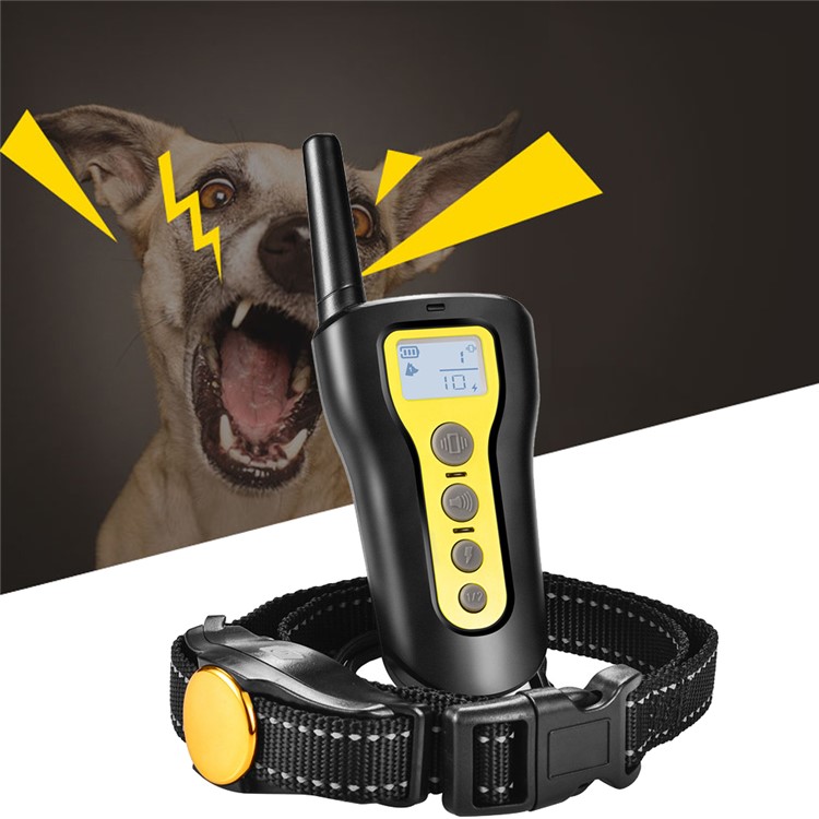 IPETS 320 IPX7 Waterproof Remote Dog Collar with Vibration and Shock Modes - Yellow / UK Plug-4