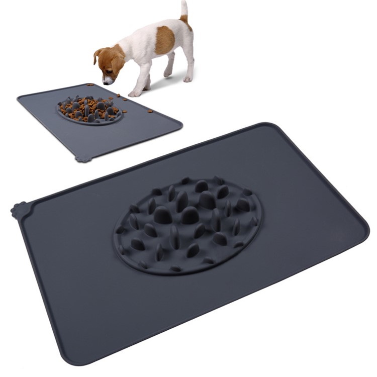 Pet Slow Feeding Food-grade Silicone Dog Pad Cat Buddy Bowl Mat - Grey-1