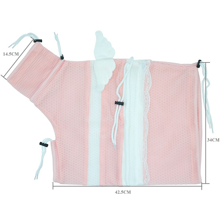 Anti Scratch Multifunction Adjustable Mesh Cat Bath Grooming Bag - Pink/White-4