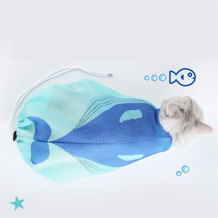 Cat Grooming Bag, Adjustable Multifunctional Cat Washing Bag - Blue-2