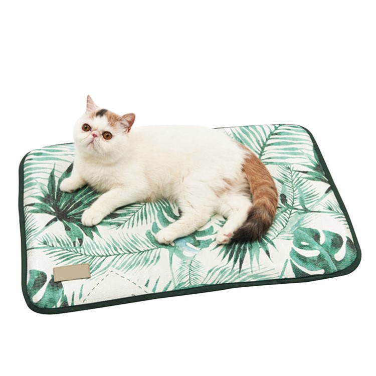 Detachable and Washable Ice Silk Mat for Pet - Leaf Pattern-1