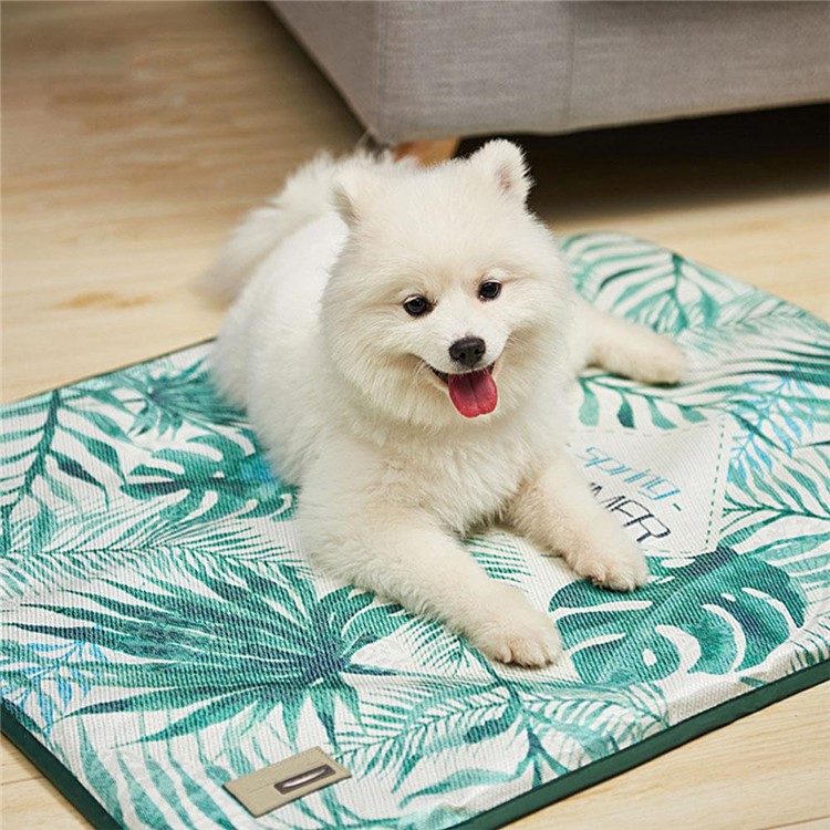 Detachable and Washable Ice Silk Mat for Pet - Leaf Pattern-5