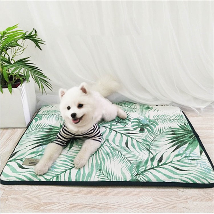 Detachable and Washable Ice Silk Mat for Pet - Leaf Pattern-6