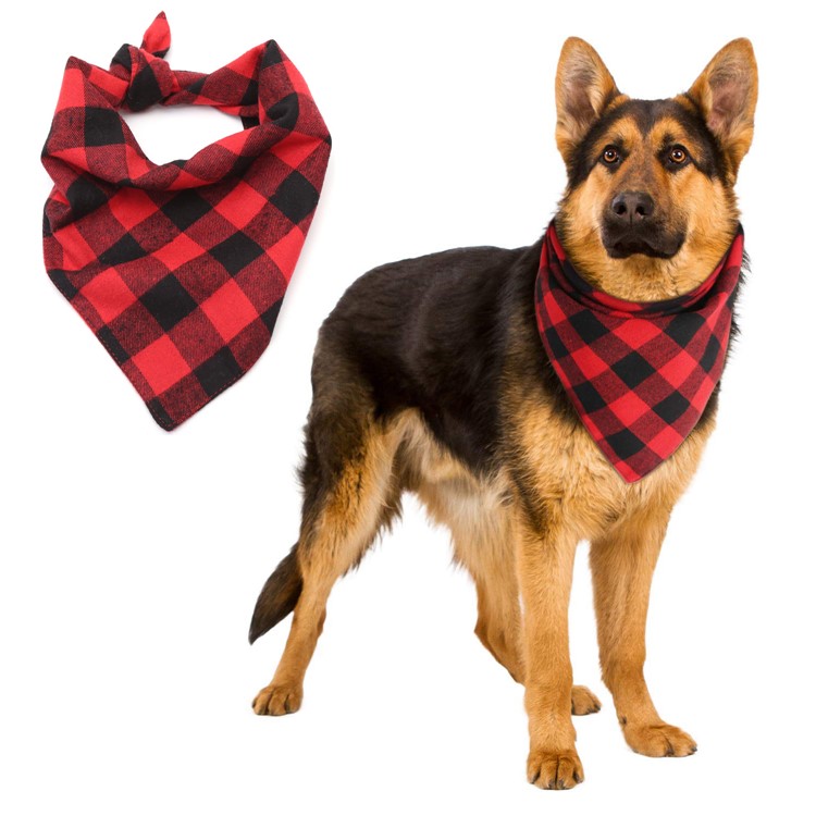 Dog Classic Plaid Pet Bandana Scarf Triangle Pet Bibs Kerchief - Size: M-1