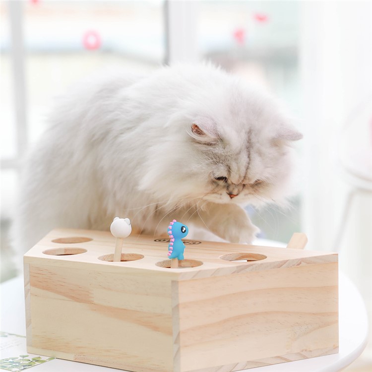 Animal De Estimação Engraçado Atingiu O Brinquedo De Gato Hamster Cinco Furos Brinquedo Interativo De Madeira Sólida-4