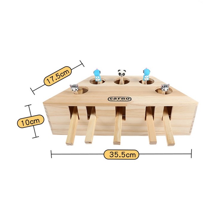 Animal De Estimação Engraçado Atingiu O Brinquedo De Gato Hamster Cinco Furos Brinquedo Interativo De Madeira Sólida-7