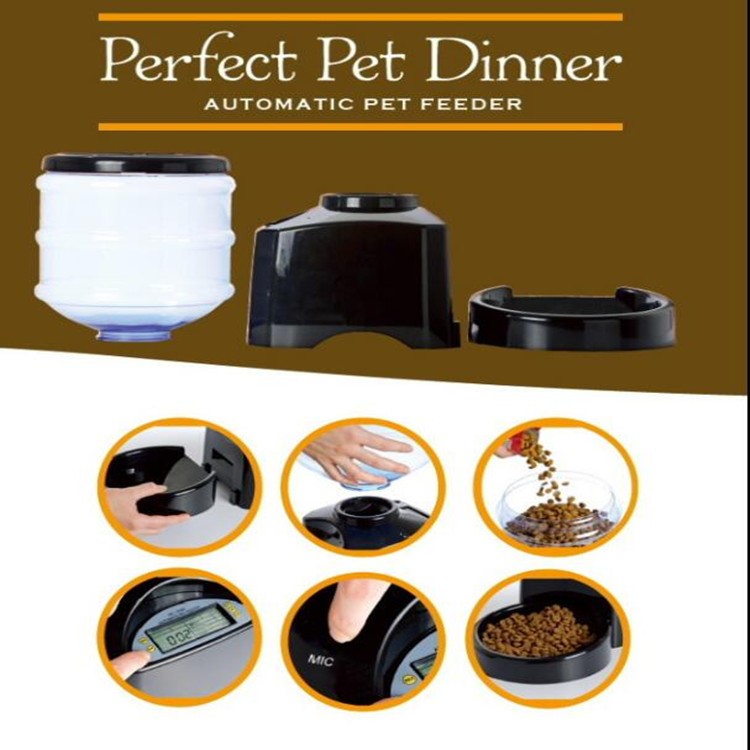 5.5L Automatic Pet Feeder Electric Pet Dry Food Container with LCD Display for Dogs Cats - Black-14