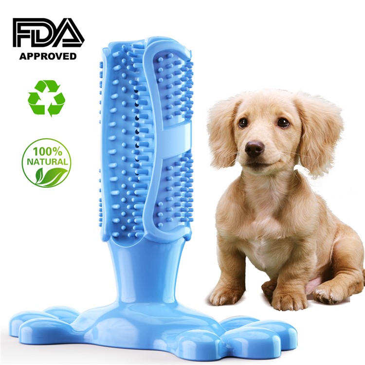 Cão Escova De Dentes Para Animais Mastigar Brinquedo Vara Dentes Limpador Massager - Azul Escuro-1
