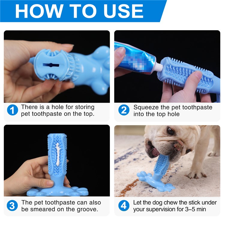 Cão Escova De Dentes Para Animais Mastigar Brinquedo Vara Dentes Limpador Massager - Azul Escuro-5