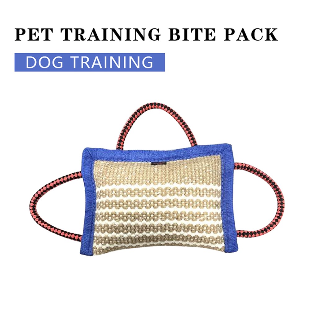 3 Alças De Mordida De Cão Brinquedo Ferramentas De Treinamento De Animais De Estimação Mordida Corda Reboque Juta Travesseiro Durável Para Cães Grandes 25x18 Cm-1