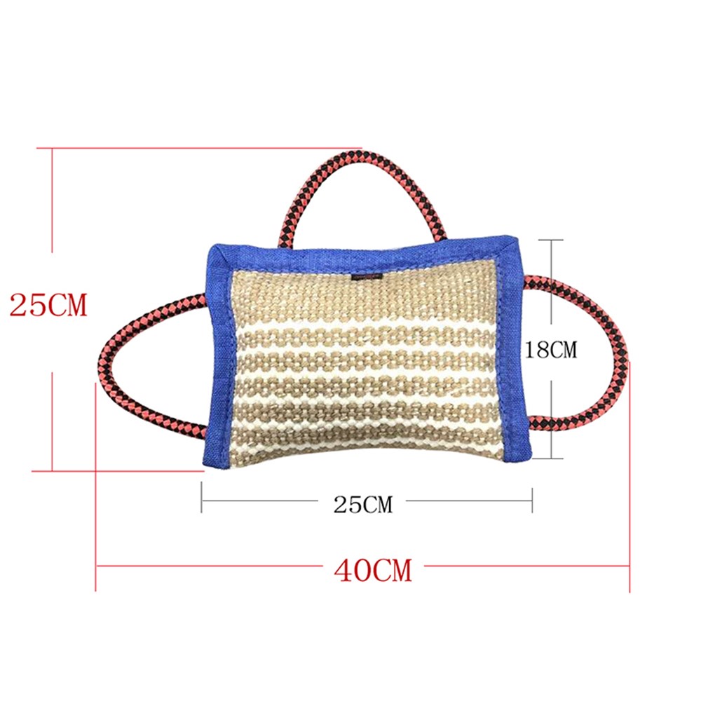 3 Alças De Mordida De Cão Brinquedo Ferramentas De Treinamento De Animais De Estimação Mordida Corda Reboque Juta Travesseiro Durável Para Cães Grandes 25x18 Cm-3