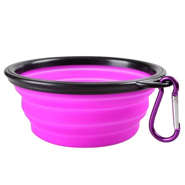 Dog TPE Folding Bowl Pet Accessories Travel Bowl Cat Food Water Bowls 350ML - Purple-1