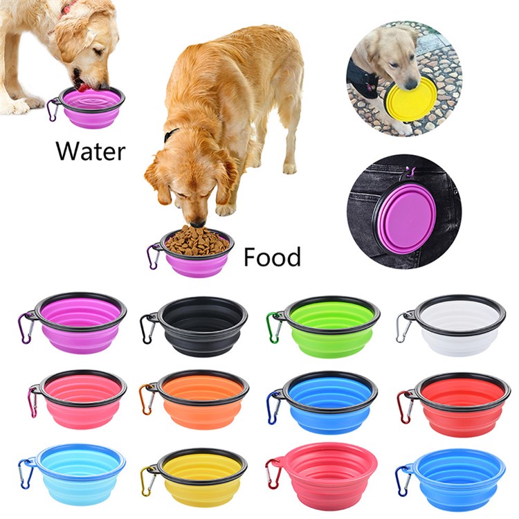 Dog TPE Folding Bowl Pet Accessories Travel Bowl Cat Food Water Bowls 350ML - Purple-4