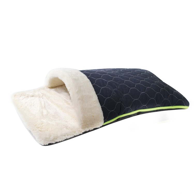 Pet Bed Cats Dogs Winter House Plush Slipper Shaped Bed Sleeping Warm Mat Pad - Navy Blue-3