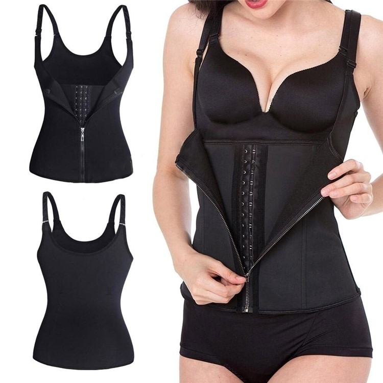 New Women Waist Trainer Cincher Control Body Shaper Underbust Sport Slimming Adjustable Shoulder Straps Ultra Sweat Shapers - Black / Size: L-1