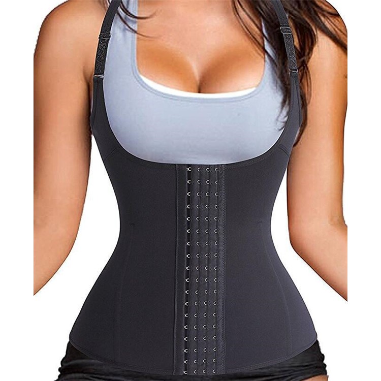 New Women Waist Trainer Cincher Control Body Shaper Underbust Sport Slimming Adjustable Shoulder Straps Ultra Sweat Shapers - Black / Size: L-5